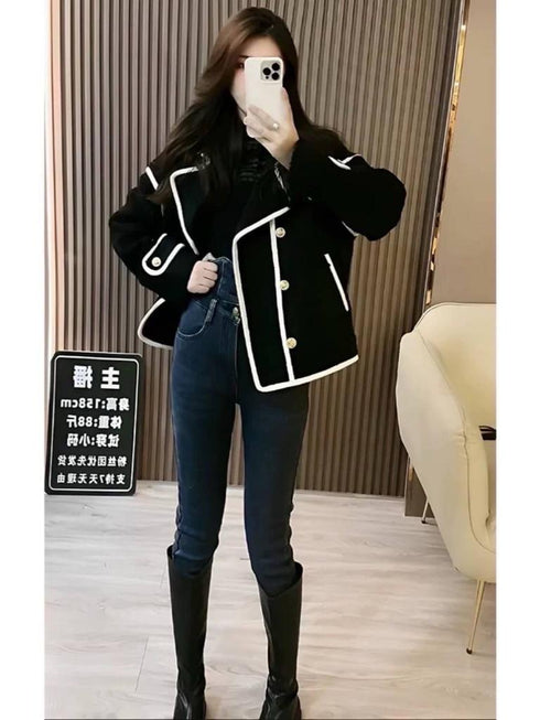 Winter Fashion Color Contrast Blazer